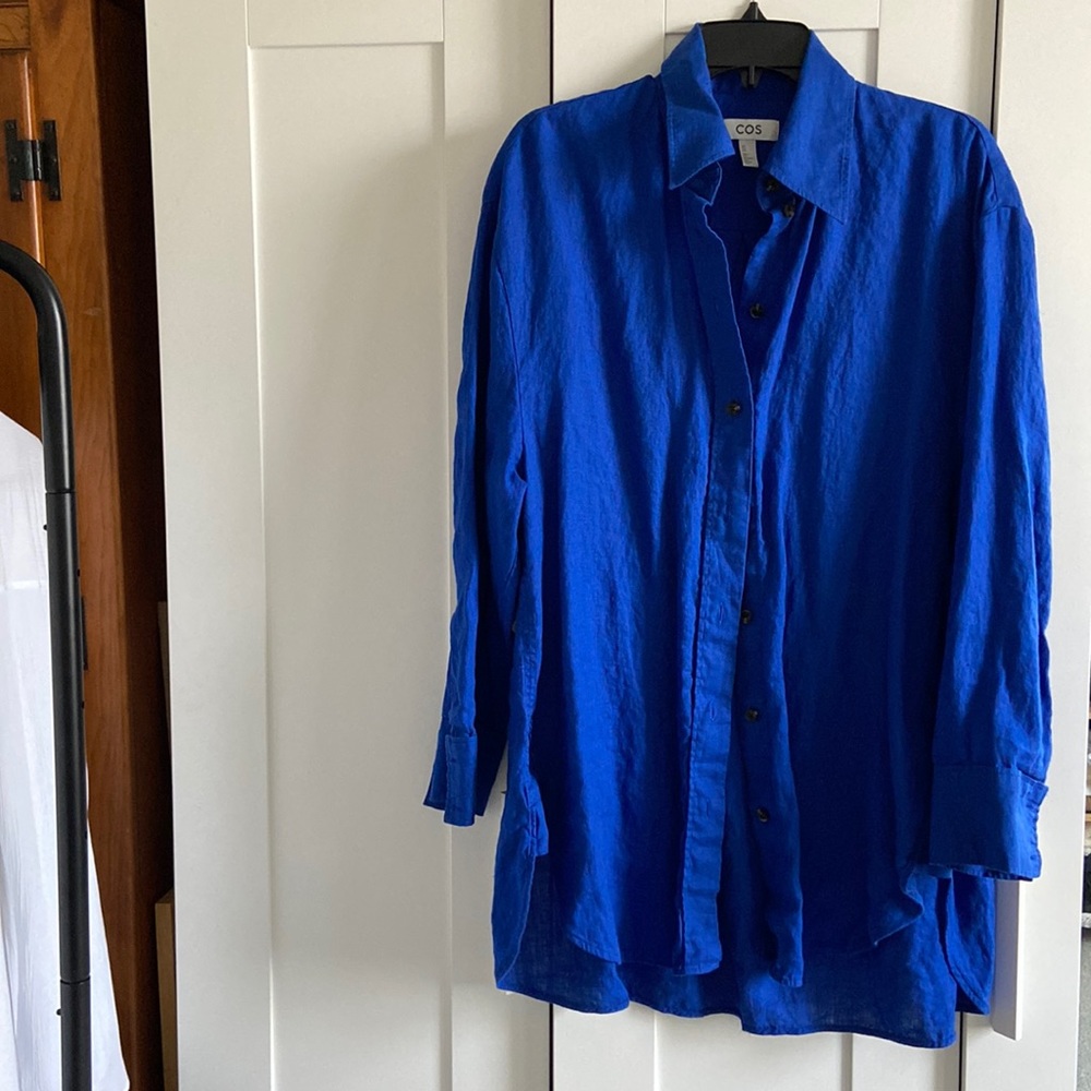 COS blue linen shirt NWOT 8 oversized